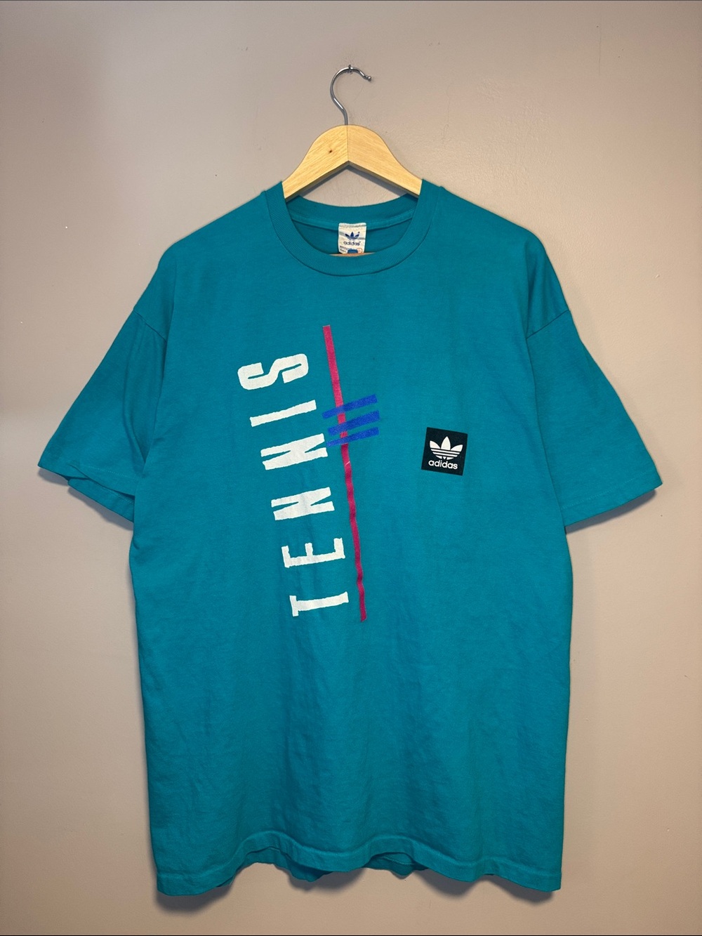 Vintage Adidas Tennis T-Shirt / 1980s - 1990s / Large / Single Stitch